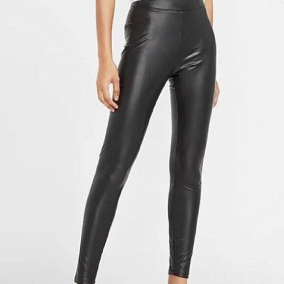 Express Super High Waisted Faux Leather Ankle Leggings S - Picture 2 of 4